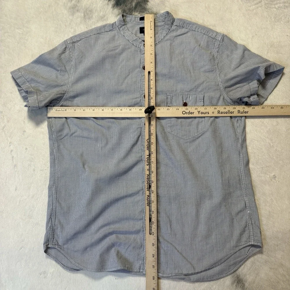 J.Crew Shirt Mens Size L Gray Pinstripes Flex Short Sleeve Button Up Slim‎ Fit